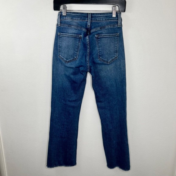 WILLIAM B Womens Crop Jeans Size 26 Medium Wash Raw Hem Mid-Rise Stretch Bootcut - Picture 3 of 5